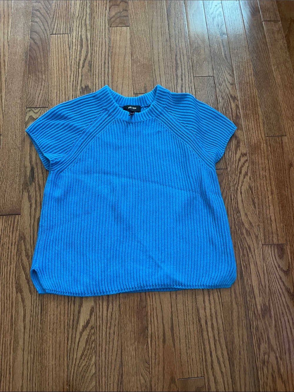ME+EM Blue Short Sleeve Knit Sweater Women’s Sz Small